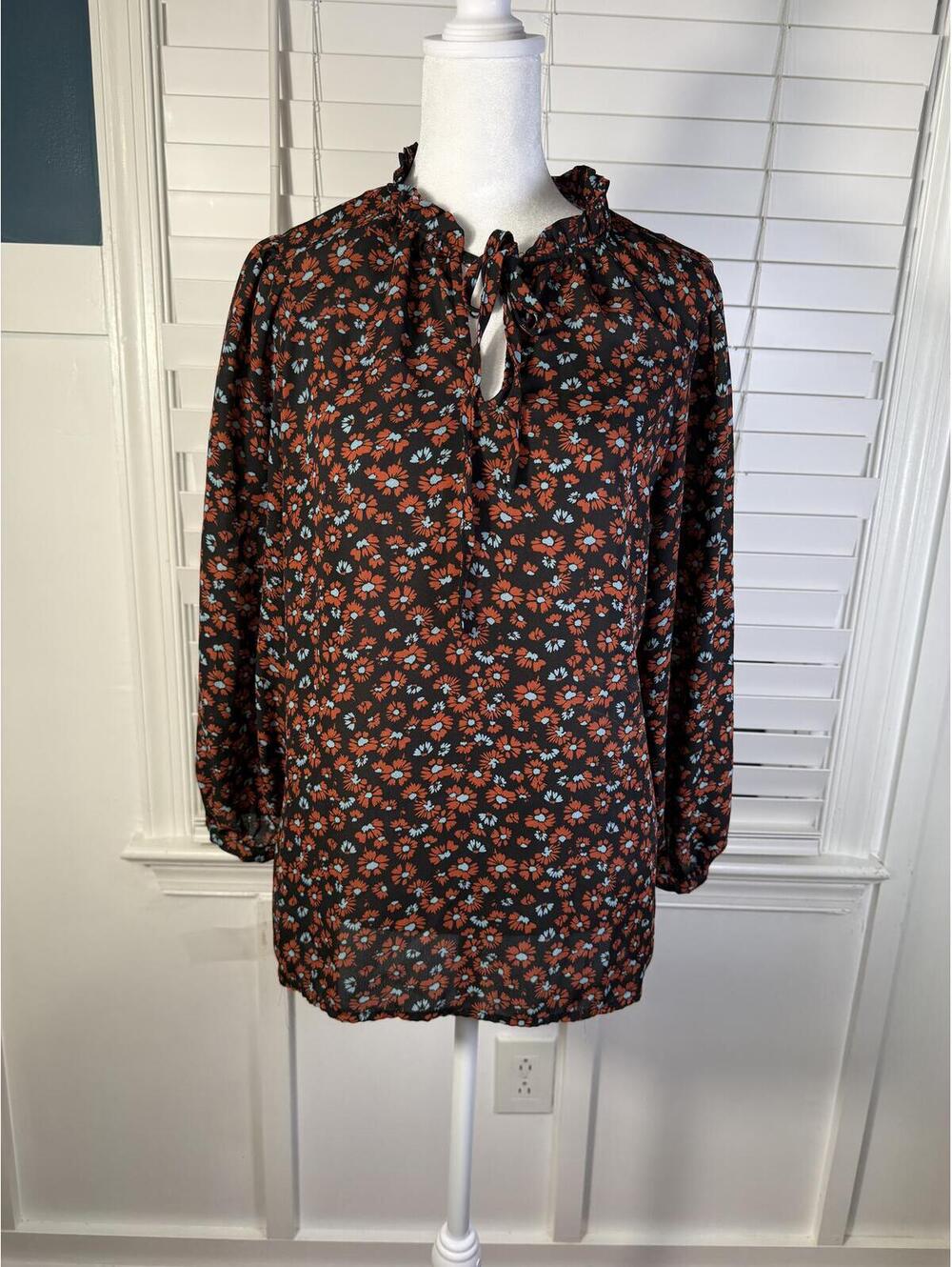 CeCe Medium Floral Print Long Sleeve Blouse